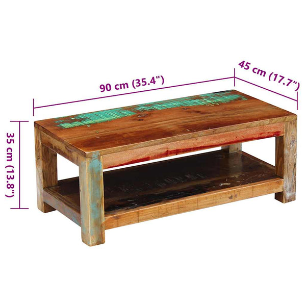 Sohvapöytä kierrätetty massiivipuu Curt 90x45x35cm