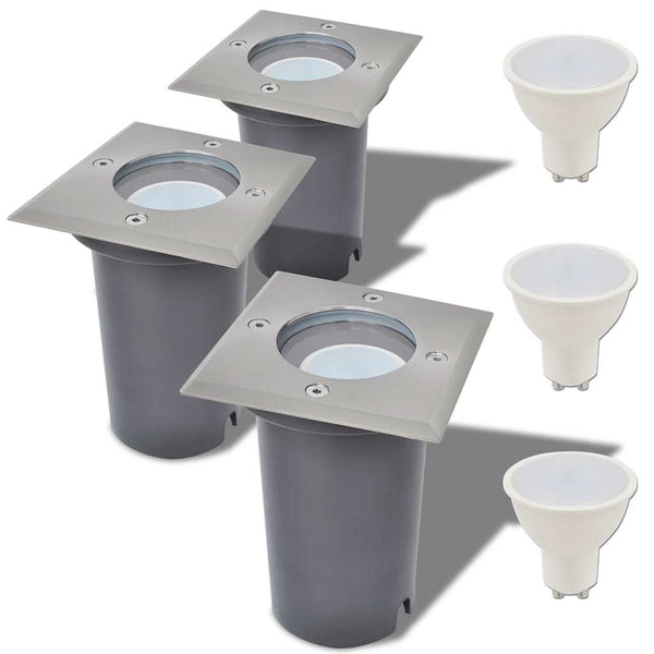 Außen-Bodeneinbauleuchten Corleta (3 Stück, quadratisch)