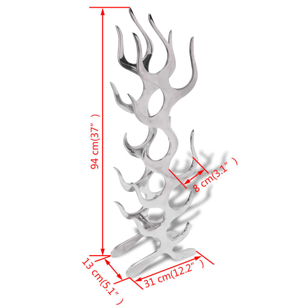 Silberfarbener Aluminium-Weinregal "Flamme" Denica für 9 Flaschen