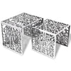Zweiteiliger silberner Beistelltisch Carolia (quadratisches Aluminium)