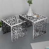 Zweiteiliger silberner Beistelltisch Carolia (quadratisches Aluminium)