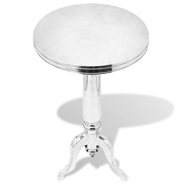 Silberner runder Beistelltisch Tudorochi (Aluminium)