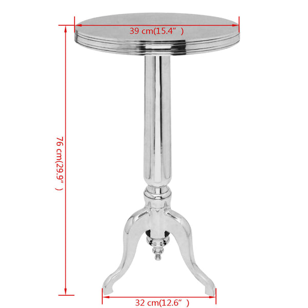 Silberner runder Beistelltisch Tudorochi (Aluminium)