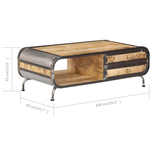 Couchtisch Silvileta 100x50x35cm (massives Mangoholz)