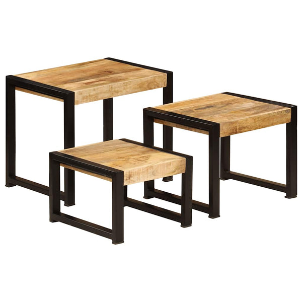 Beistelltisch-Set Prasinia (3 St. Mangoholz)