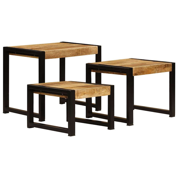 Beistelltisch-Set Prasinia (3 St. Mangoholz)