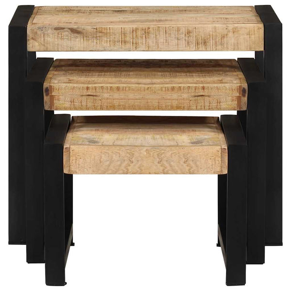 Beistelltisch-Set Prasinia (3 St. Mangoholz)