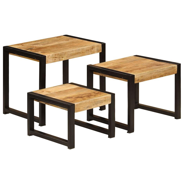 Beistelltisch-Set Prasinia (3 St. Mangoholz)