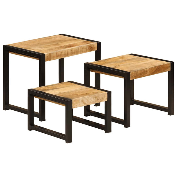 Beistelltisch-Set Prasinia (3 St. Mangoholz)