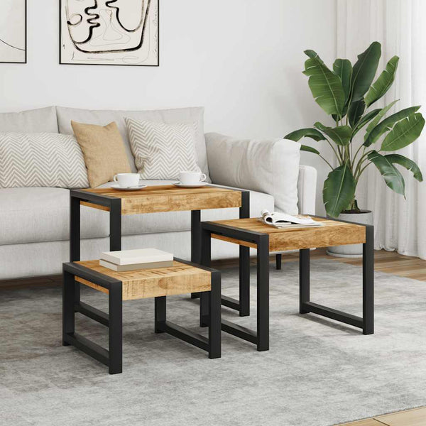Beistelltisch-Set Prasinia (3 St. Mangoholz)