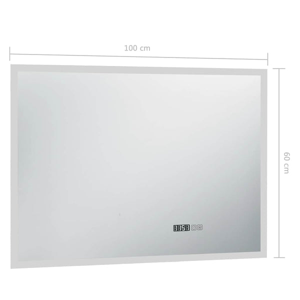 Bad-LED-Spiegel Bahna 100x60cm (mit Touch-Sensor und Uhr)