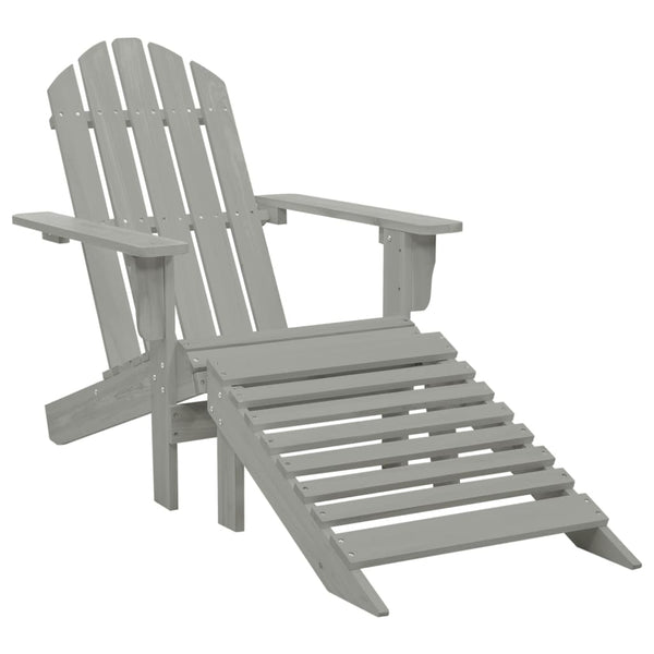 Gartenstuhl grau und Hocker Holz Decsuk