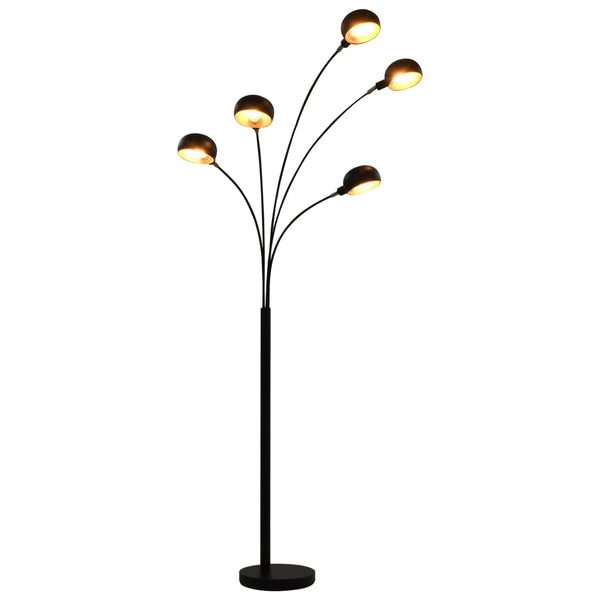 Schwarze und goldene Stehleuchte Racoasa 200cm (5 x E14)