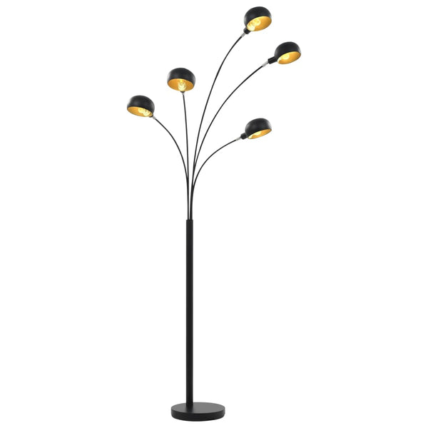 Schwarze und goldene Stehleuchte Racoasa 200cm (5 x E14)
