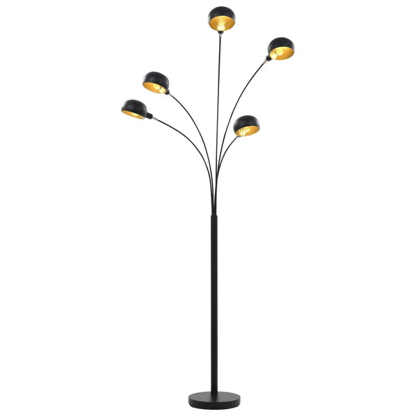 Schwarze und goldene Stehleuchte Racoasa 200cm (5 x E14)
