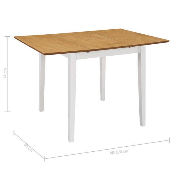 Ausziehbarer Esstisch Covaci weiß (80-120)x80x74cm (MDF)