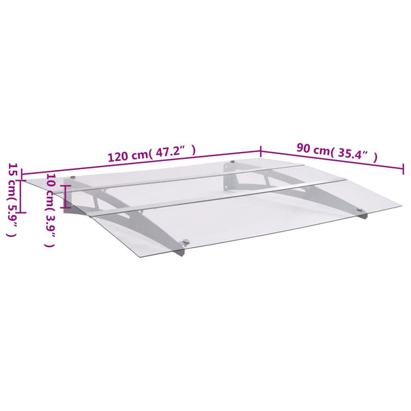 Vordach Dioclentiu 120x90cm Silber und transparent (Polycarbonat)