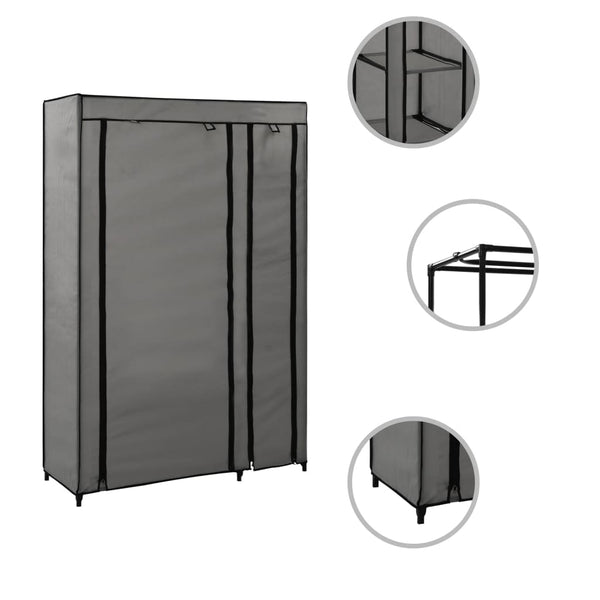 Grauer Faltschrank Faruh 110x45x175cm (2 Stück Stoff)