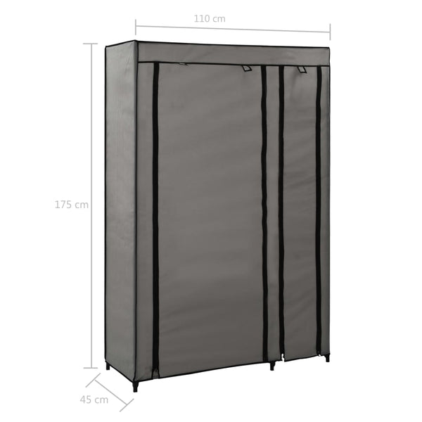 Grauer Faltschrank Faruh 110x45x175cm (2 Stück Stoff)