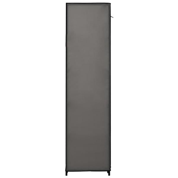 Harmaa vaatekaappi lokeroilla ja tangoilla kangas Kendell 150x45x176cm