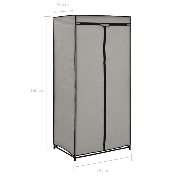 Grauer Kleiderschrank Nevrie 75x50x160cm