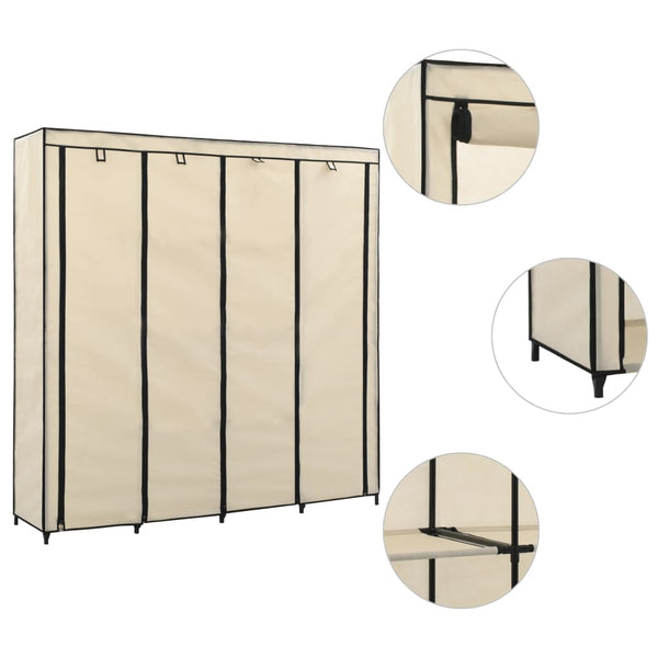 Cremefarbener Kleiderschrank Proica 175x45x170cm (mit 4 Fächern)