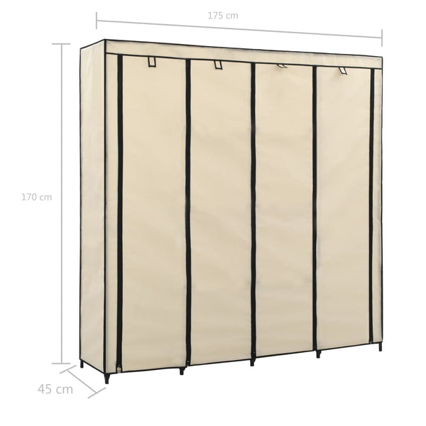 Cremefarbener Kleiderschrank Proica 175x45x170cm (mit 4 Fächern)