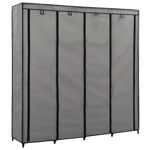 Harmaa vaatekaappi Proica 175x45x170cm (4 lokerolla)
