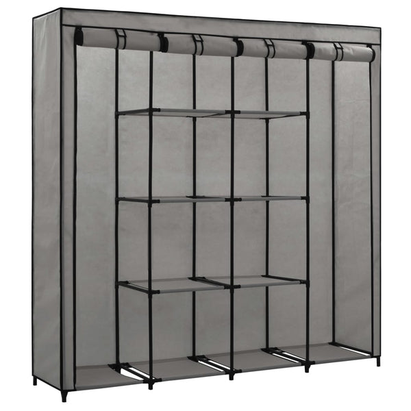 Harmaa vaatekaappi Proica 175x45x170cm (4 lokerolla)