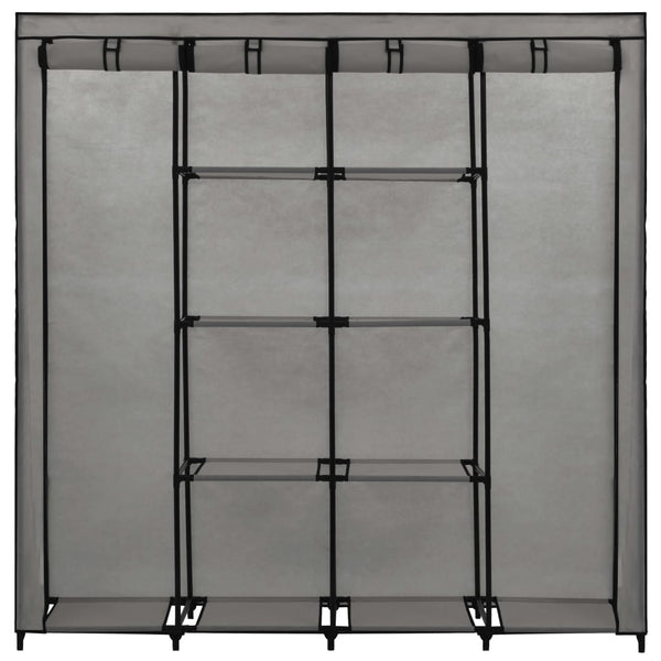 Harmaa vaatekaappi Proica 175x45x170cm (4 lokerolla)