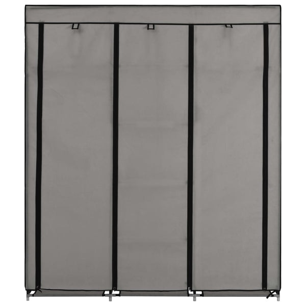 Harmaa vaatekaappi lokeroilla ja tangoilla kangas Jadyn 150x45x175cm