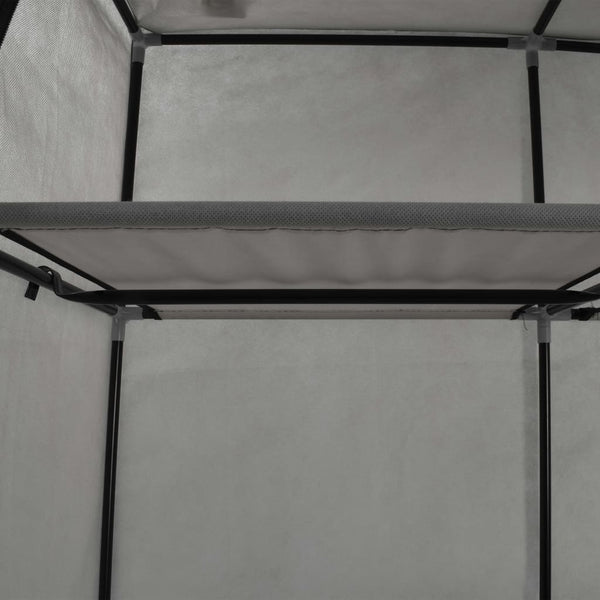 Harmaa vaatekaappi lokeroilla ja tangoilla kangas Jadyn 150x45x175cm