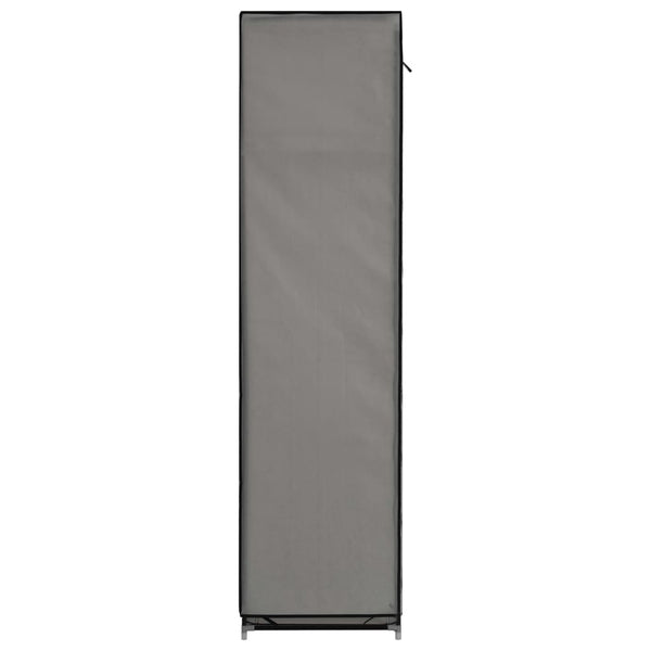 Harmaa vaatekaappi lokeroilla ja tangoilla kangas Jadyn 150x45x175cm