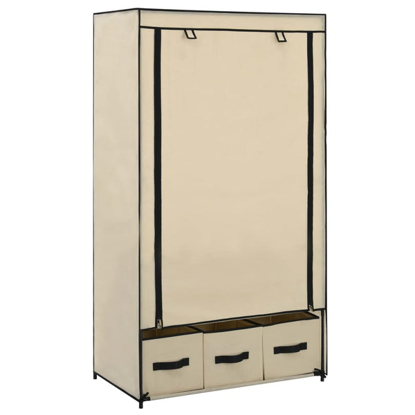 Cremefarbener Kleiderschrank Vencelino 87x49x159cm (Stoff)