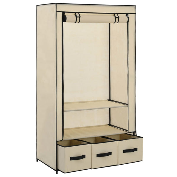 Cremefarbener Kleiderschrank Vencelino 87x49x159cm (Stoff)
