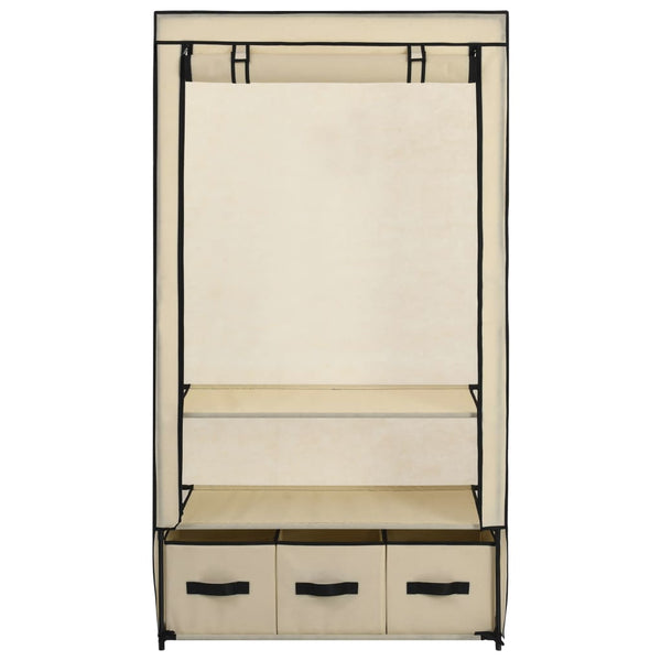 Cremefarbener Kleiderschrank Vencelino 87x49x159cm (Stoff)