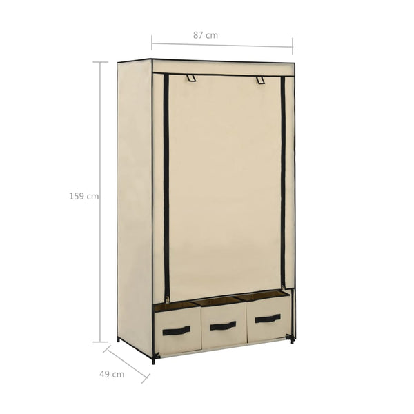 Cremefarbener Kleiderschrank Vencelino 87x49x159cm (Stoff)