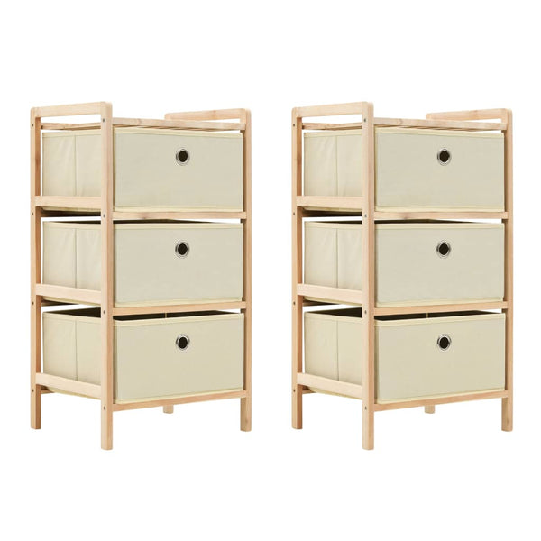 Beige säilytystelineet Danelusa (3 kangaskorilla 2 kpl setripuu)