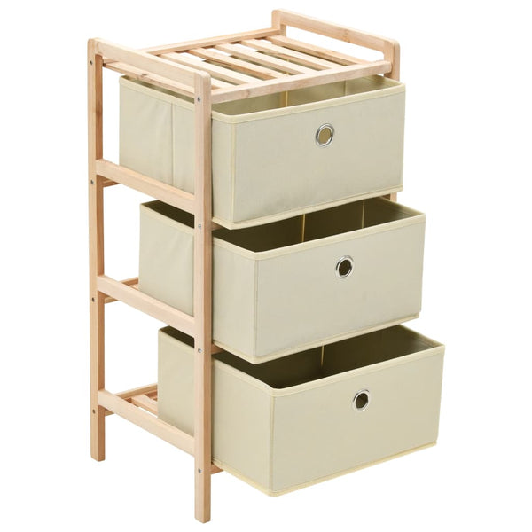 Beige säilytystelineet Danelusa (3 kangaskorilla 2 kpl setripuu)