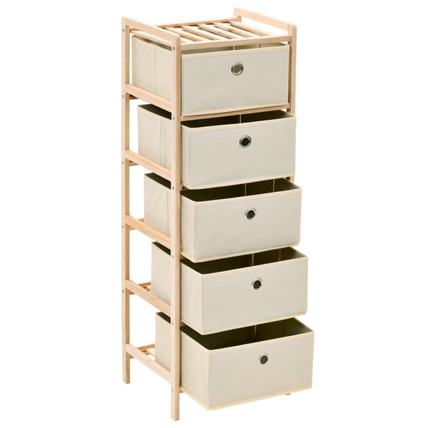 Beige säilytystelineet Danelusa (5 kangaskorilla 2 kpl setripuu)