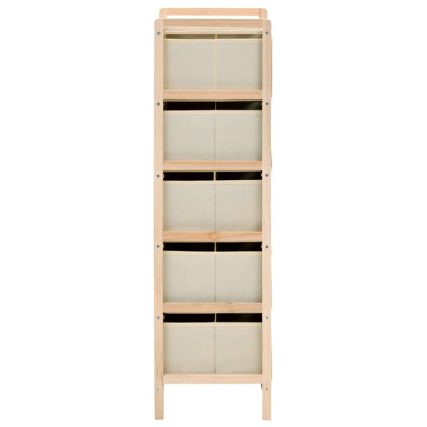 Beige säilytystelineet Danelusa (5 kangaskorilla 2 kpl setripuu)