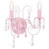 Rosa Wandlampe mit Perlen Salomela (2 x E14 Leuchtmittel)
