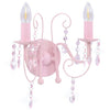 Rosa Wandlampe mit Perlen Salomela (2 x E14 Leuchtmittel)