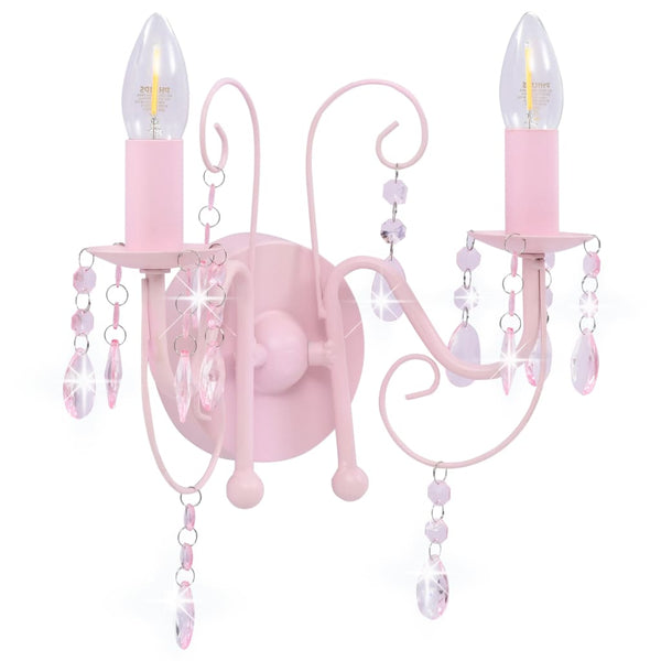 Rosa Wandlampe mit Perlen Salomela (2 x E14 Leuchtmittel)