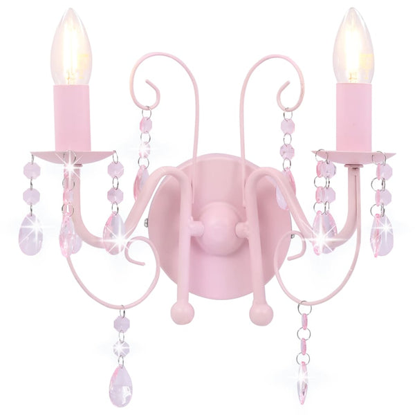 Rosa Wandlampe mit Perlen Salomela (2 x E14 Leuchtmittel)