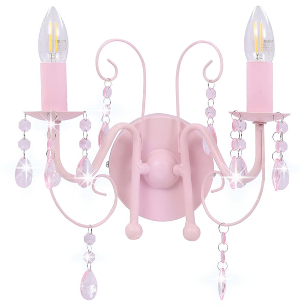 Rosa Wandlampe mit Perlen Salomela (2 x E14 Leuchtmittel)