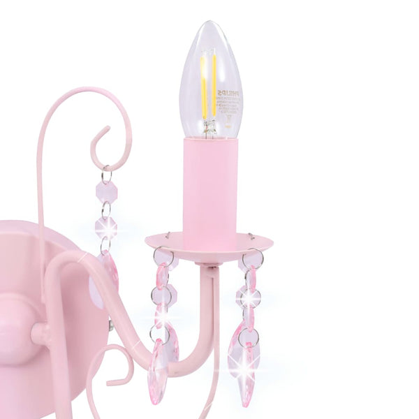 Rosa Wandlampe mit Perlen Salomela (2 x E14 Leuchtmittel)
