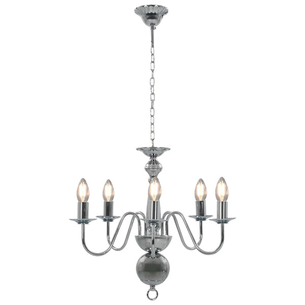 Silberner Kronleuchter Microapel (5 x E14 Glühbirnen)