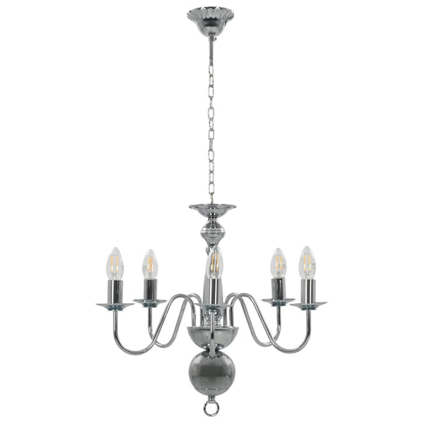 Silberner Kronleuchter Microapel (5 x E14 Glühbirnen)