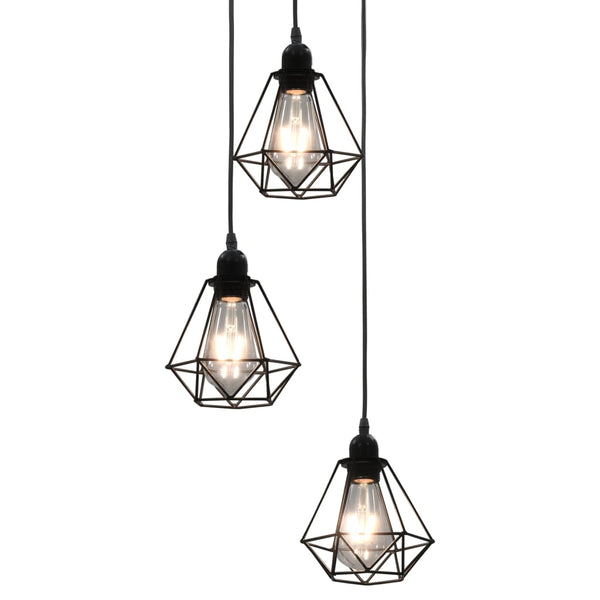 Schwarze Deckenleuchte im Diamant-Design Mondo (3 x E27 Leuchtmittel)